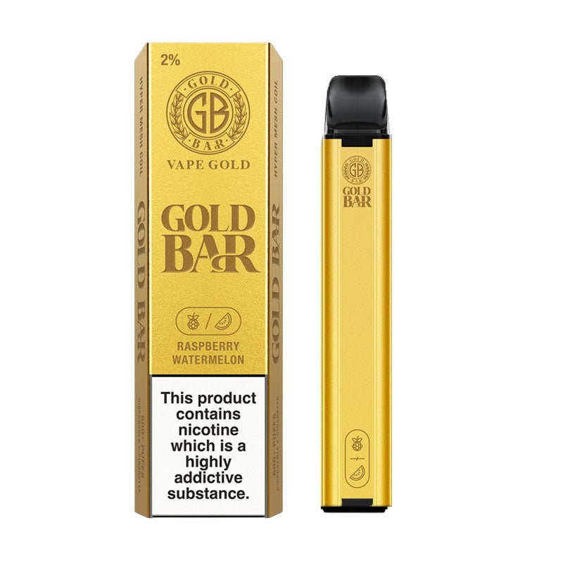 Gold Bar 600 Disposable Vape Pod Puff Pen Device - Box of 10-Raspberry Watermelon-vapeukwholesale