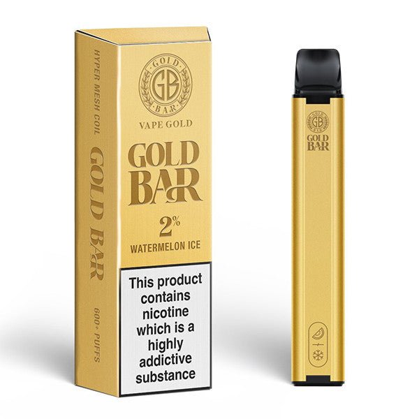 Gold Bar 600 Disposable Vape Pod Puff Pen Device - Box of 10-Watermelon Ice-vapeukwholesale