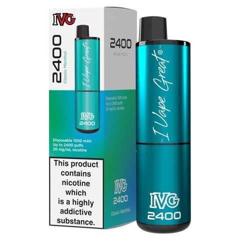 IVG 2400 Disposable Vape Pod Puff Device Box of 5-Classic Menthol-vapeukwholesale