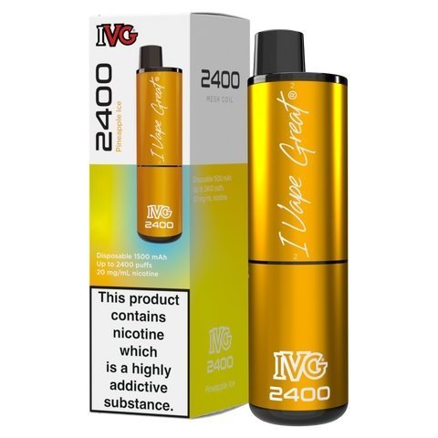 IVG 2400 Disposable Vape Pod Puff Device Box of 5-Pineapple Ice-vapeukwholesale