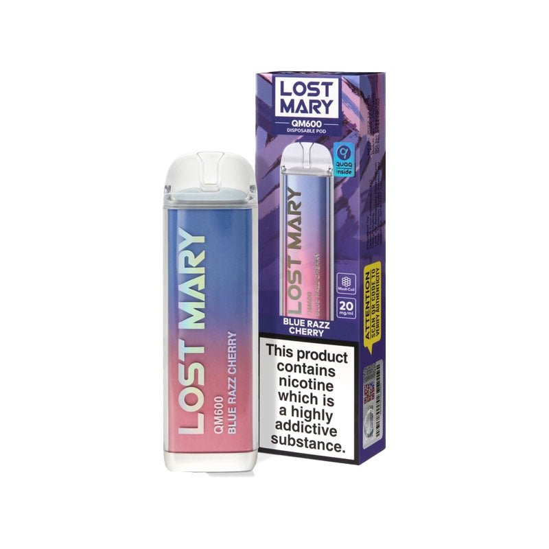 Lost Mary QM600 Disposable Vape Pod Box of 10-Blue Razz Cherry-vapeukwholesale