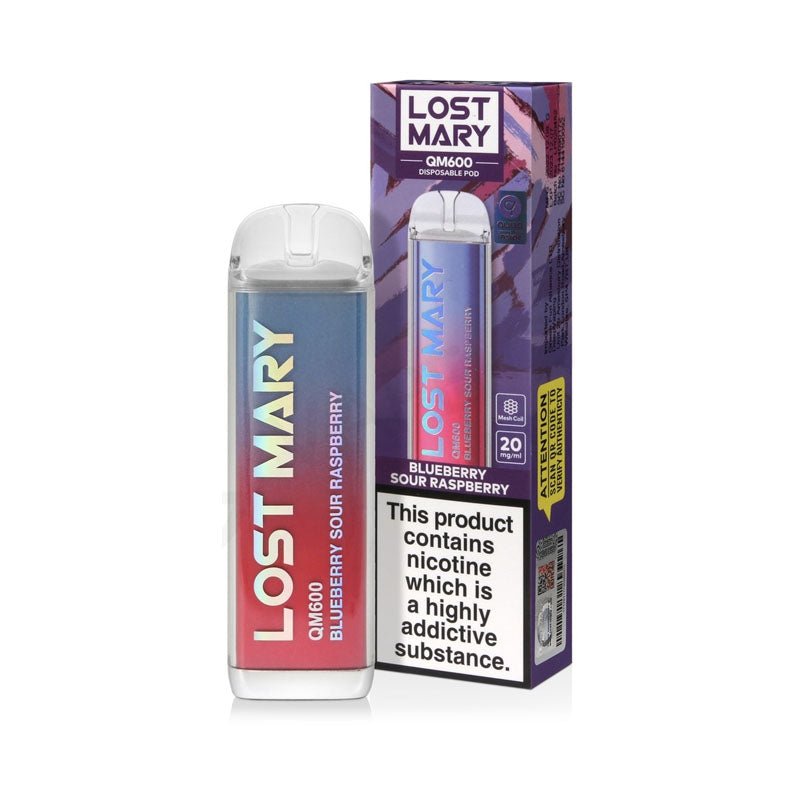 Lost Mary QM600 Disposable Vape Pod Box of 10-Blueberry Sour Rasberry-vapeukwholesale