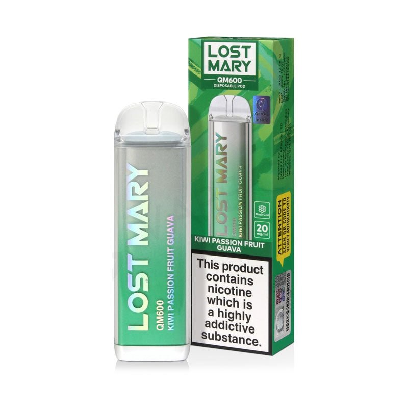 Lost Mary QM600 Disposable Vape Pod Box of 10-Kiwi Passion Fruit Guava-vapeukwholesale